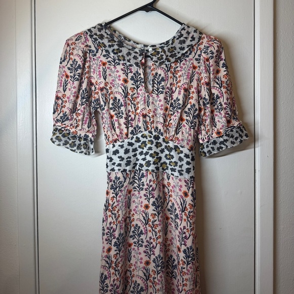 NWT Cath Kidston Frill Paper Pansies Floral Leopard Contrast Midi Dress 6 US 2 - Picture 3 of 16
